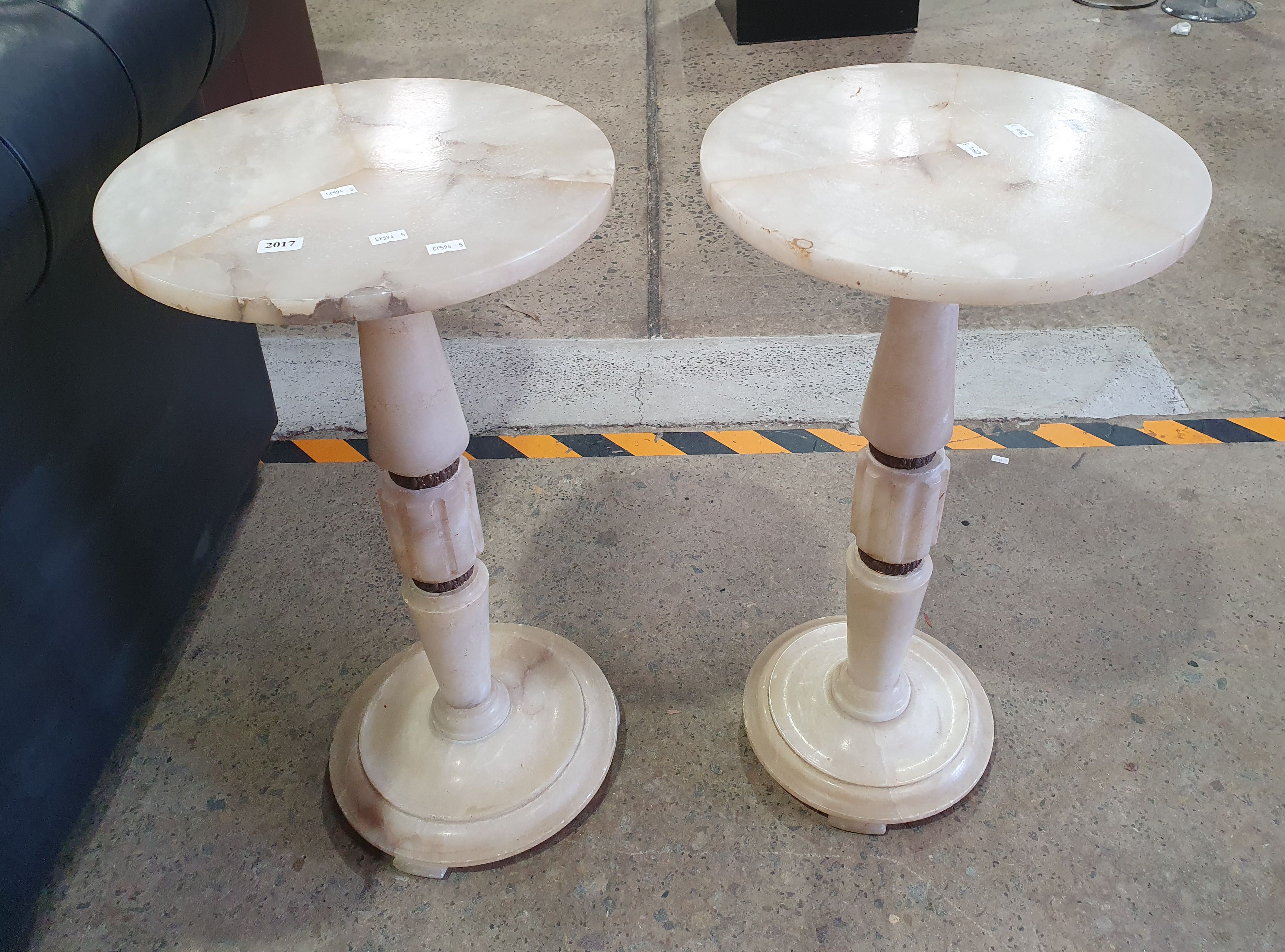 A Pair Of Alabaster Side Tables