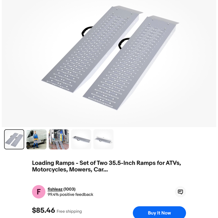 Stalwart Loading Ramps For ATV's, Motorcycles, Mowers, Etc.  Set Of 2 - 35.5"