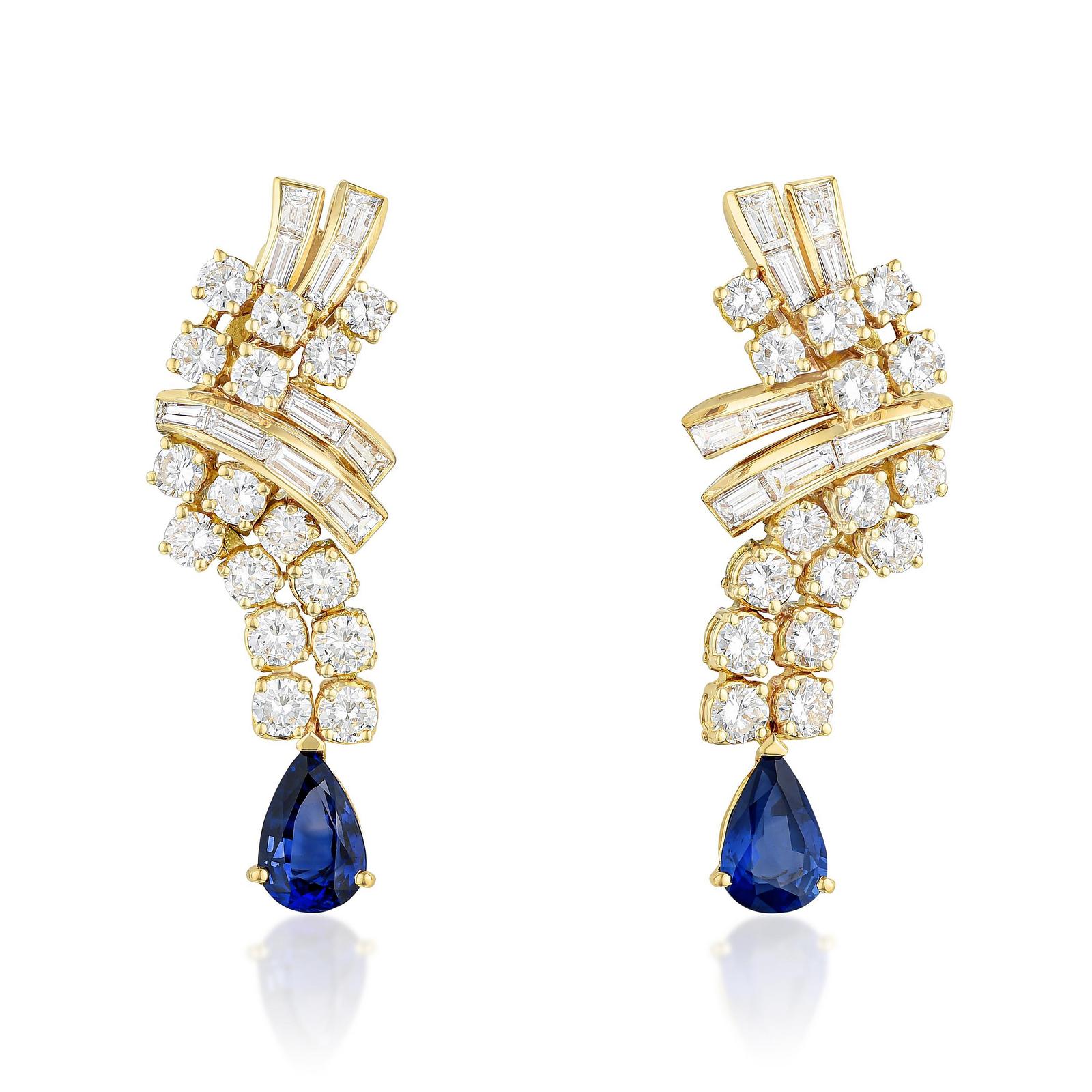 Fred Paris Fine Diamond and Sapphire Earclips  Fortuna Fine Jewelry  Auctions and Appraisers