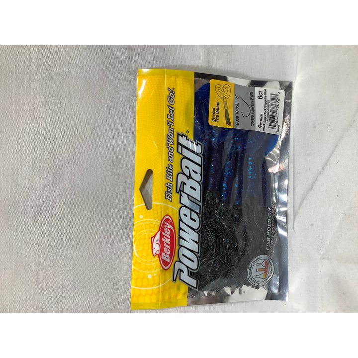 6ct Berkley PowerBait Bearded The Deuce Black Blue Fleck/Sapphire Blue Fishing Bait