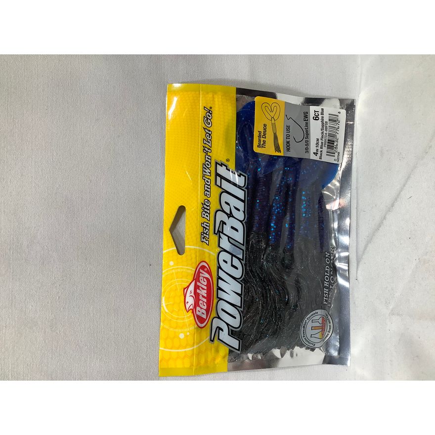 6ct Berkley PowerBait Bearded The Deuce Black Blue Fleck/Sapphire Blue Fishing Bait