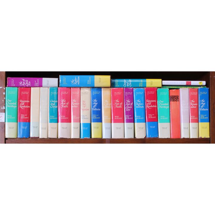 Books by Will and Ariel Durant, a complete set of The Story of Civilization