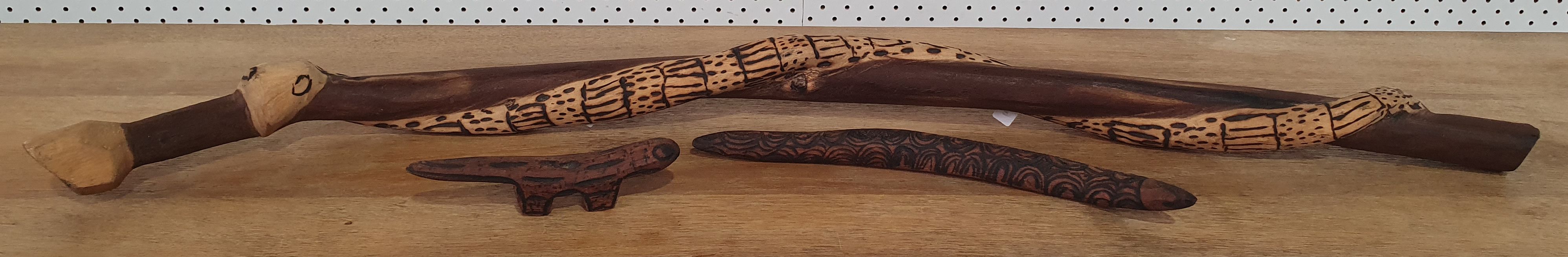 155 · THREE ABORIGINAL WOODEN ITEMS