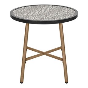 Hampton Bay Mix and Match Round Metal Outdoor Bistro Table with Ceramic Tile Top - LL1