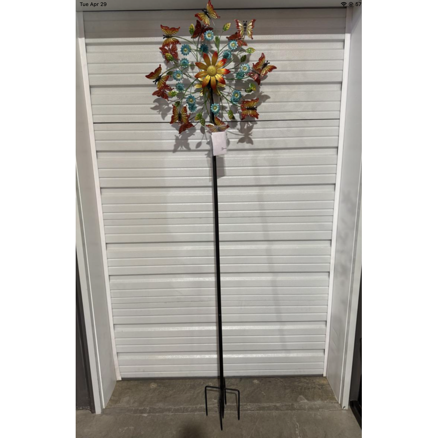 Country Side Large Metal Wind Spinner with Solar Light-Butterfly (24" x 70")