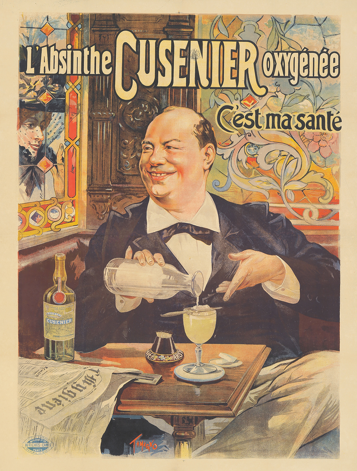 France Belle Epoque Art Nouveau Poster 1891 ABSINTHE BARTH /& Cie