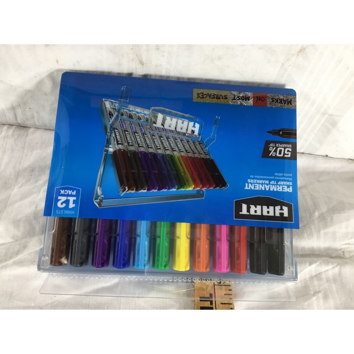 Hart 12 Pk Permanent Sharp Tip Markers