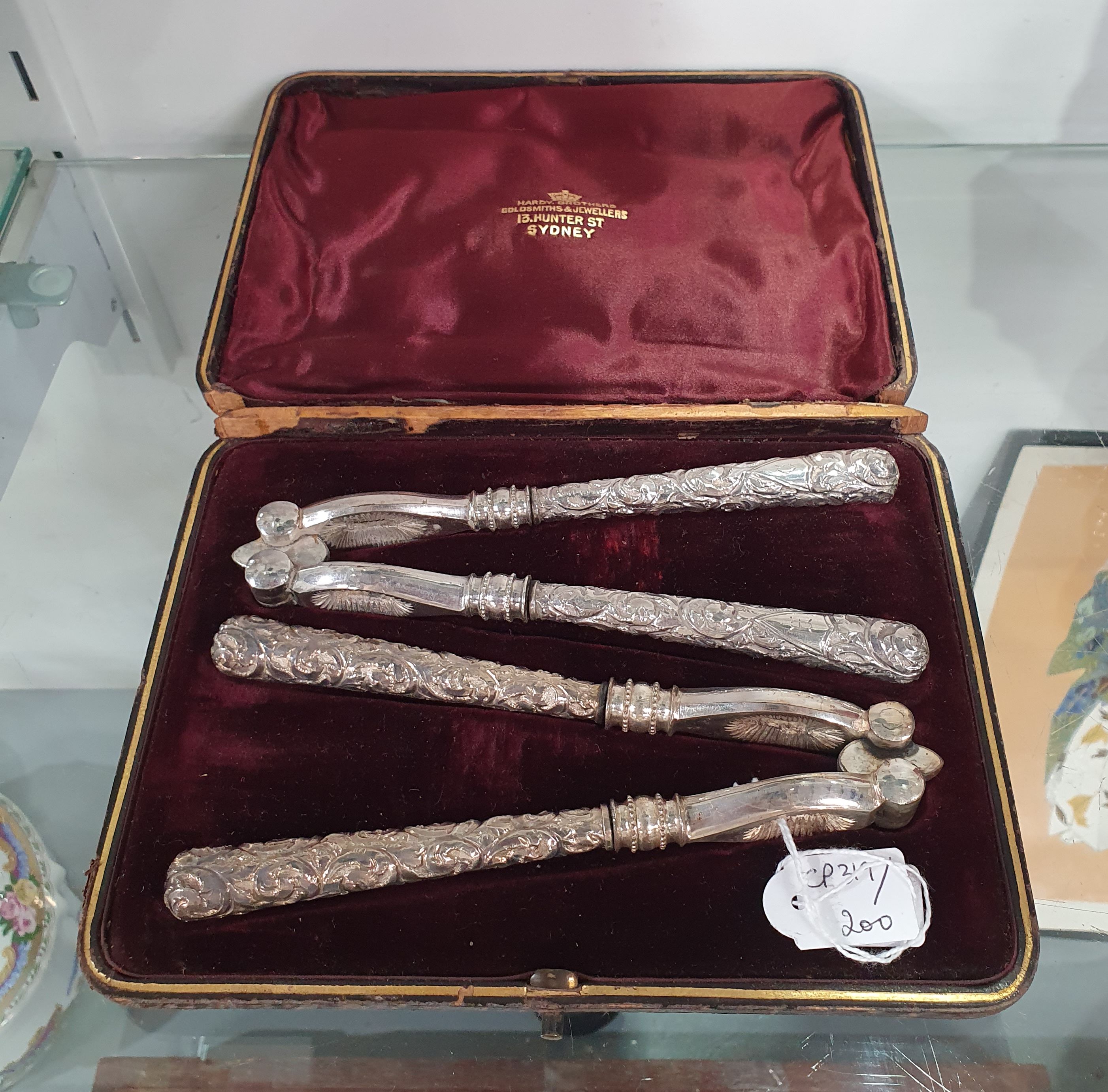 A Cased Pair Of Late 19th/Early 20th Century Silver Plated Nutcrackers