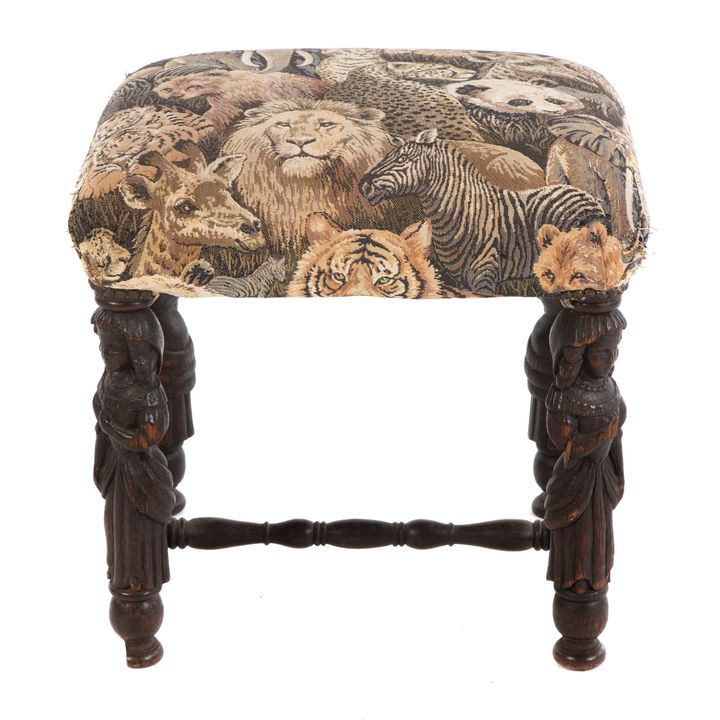 Elizabethan Carved Oak Footstool
