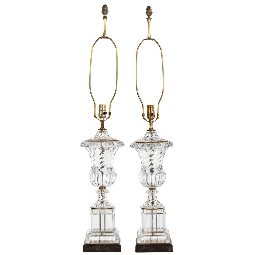 A Pair of Paul Hanson Baccarat Style Urn Lamps