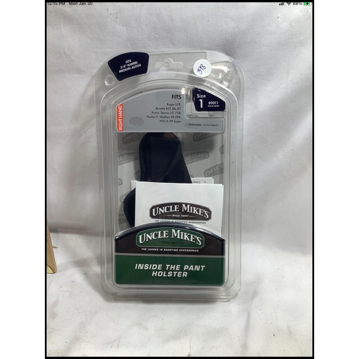 Uncle Mike's Inside the Pant Holster Size: 1 Right Hand Ruger, Beretta, Puma, Pocket 9