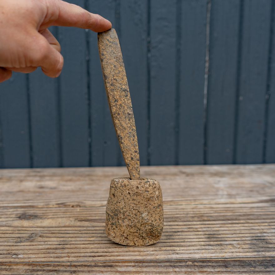 Native America Using Chisel Native American Unfinished Banner Stone and Chisel | Harritt Group, Inc