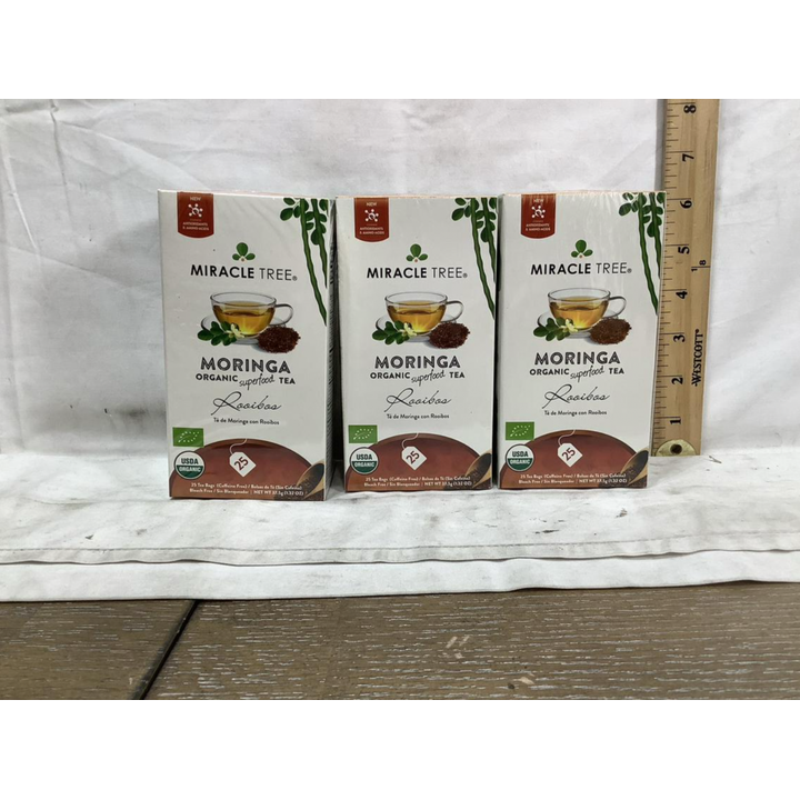 (3) Miracle Tree Rooibos Moringa Orgnanic Superfood Tea 25 bags Each