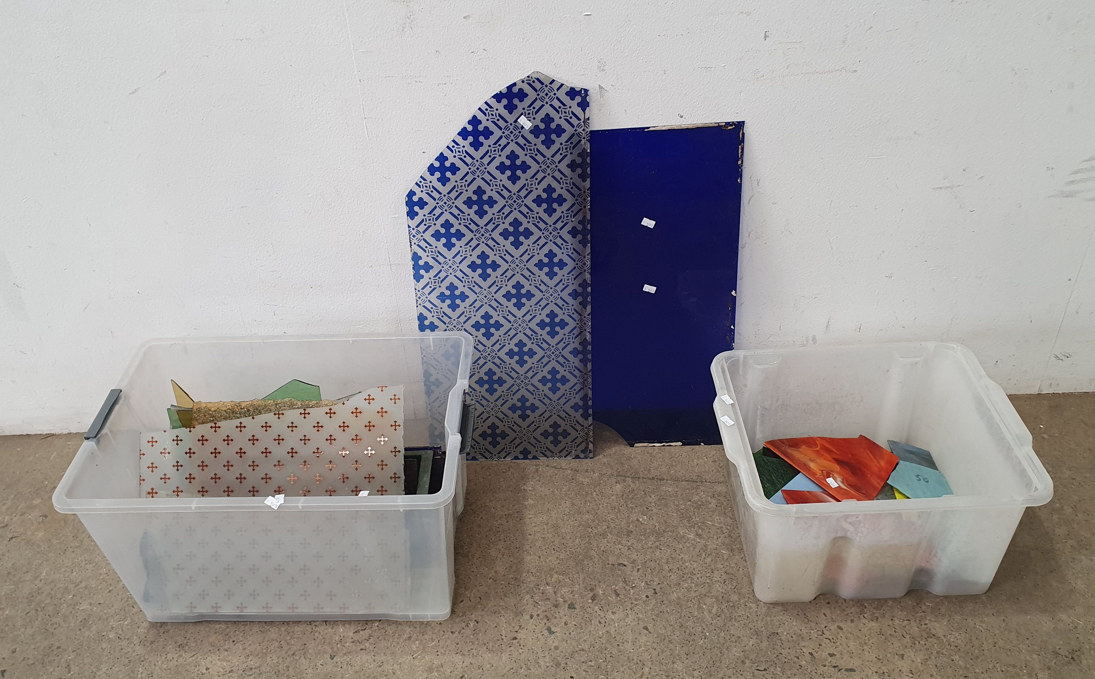 A Group Lot Of Stain Glass Pieces