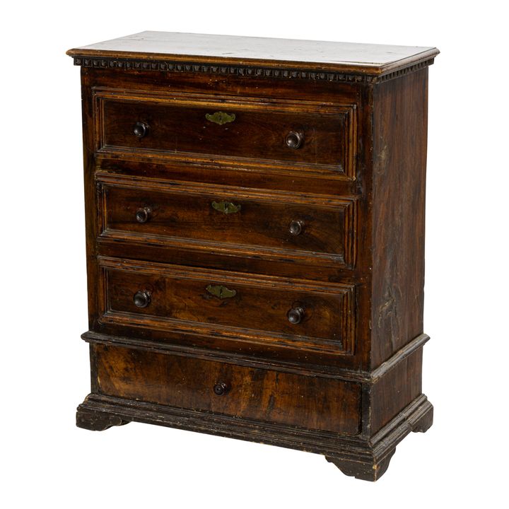 An Italian Baroque style walnut dresser, late 17th/18th century