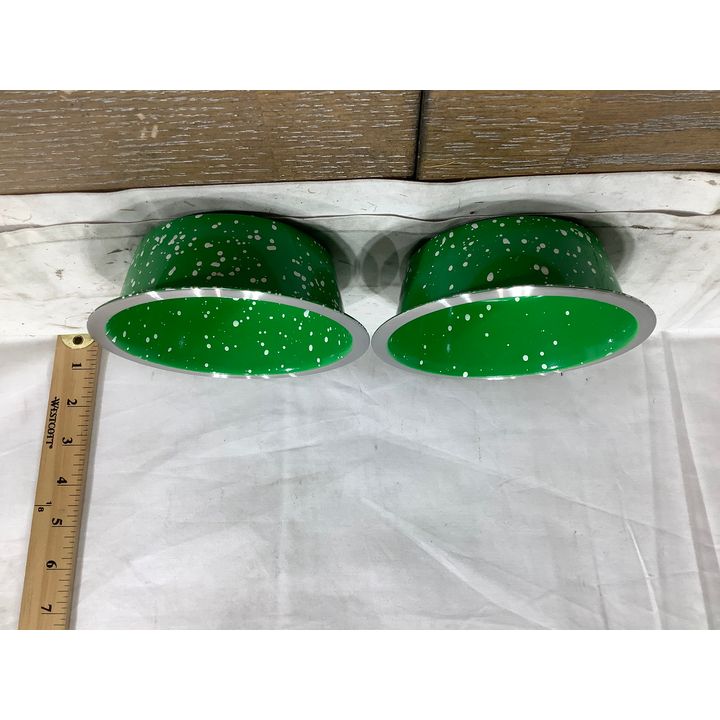 (2) Pet Champion Stainless Steel Camp Style Bowl (1.5Cup/12oz-Green)