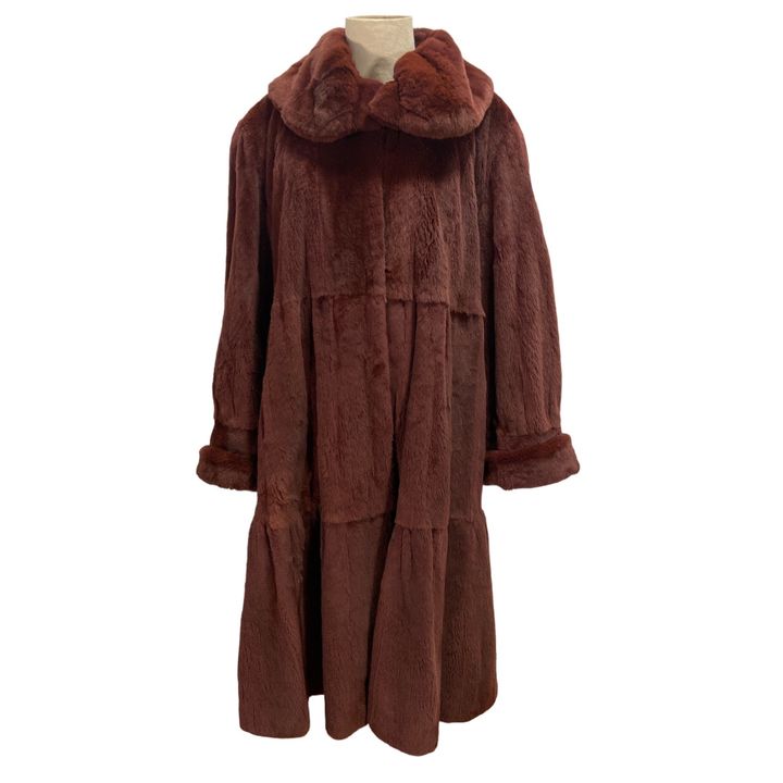 Vintage Red Purple Sheared Beaver Fur Coat R BARTHMAN