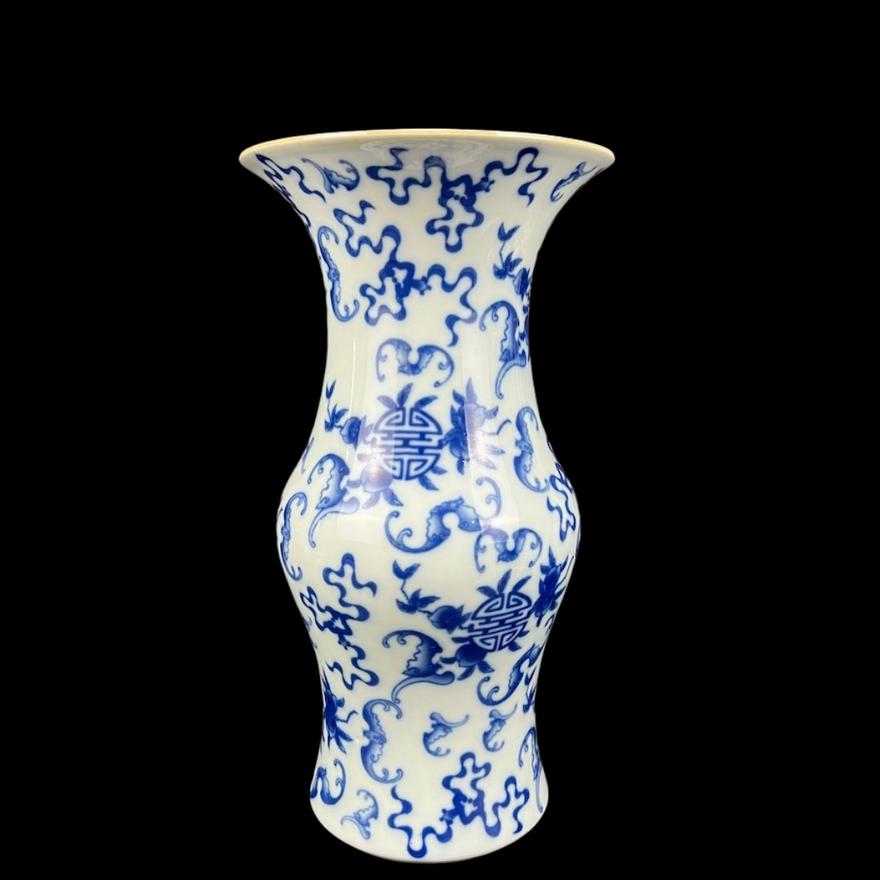 二十世纪青花福寿花菇瓶20THC BLUE AND WHITE BEAKER VASE | Atasbid