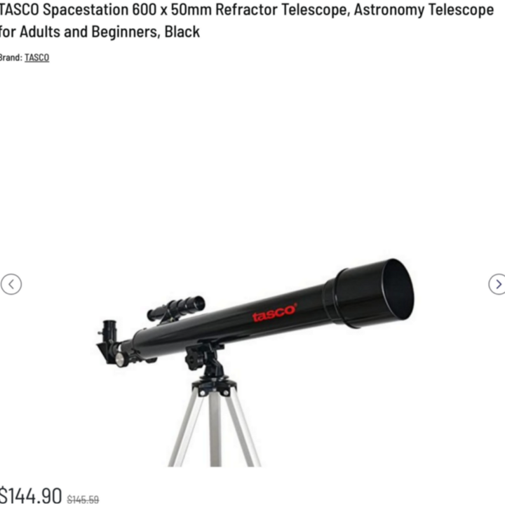 Tasco Space Station 600mm x 50mm Refractor Telescope with Full Size Tripod