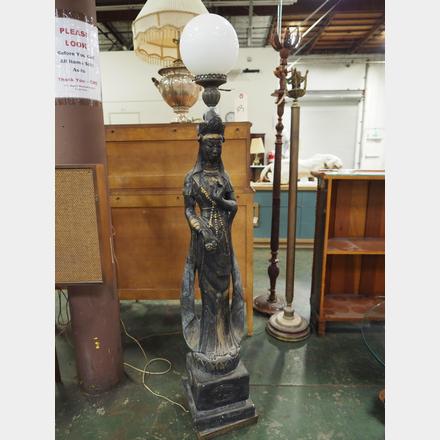 Metal Zen Woman Statue Floor Lamp Cws, Antique Statue Floor Lamps