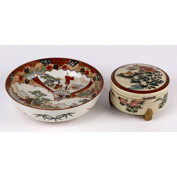 Japanese Kutani bowl and covered Satsuma Box