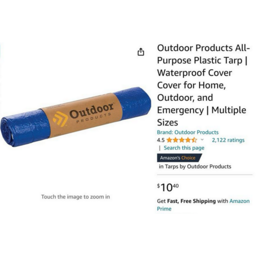 Outdoor Products All-Purpose Plastic Tarp 8ft x 10ft