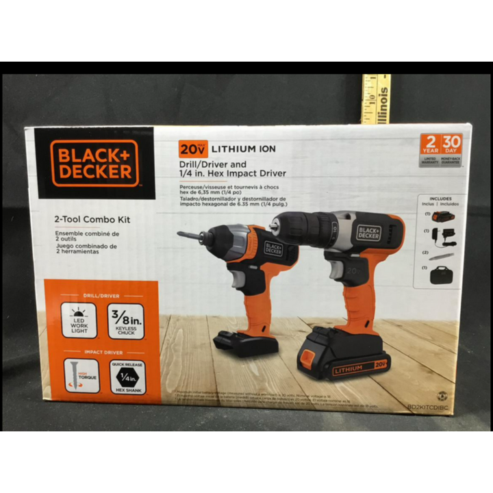 Black+Decker 2-Tool Combo Kit Drill/Driver & 1/4" Hex Impact Driver