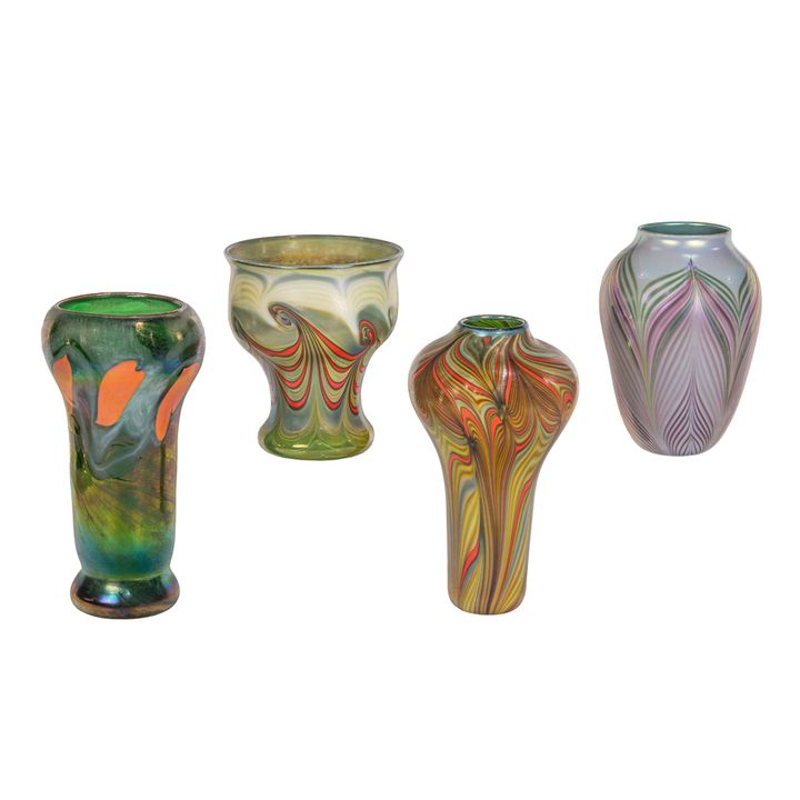 Orient & Flume; Zellique Studios, Vases, Lot of Four