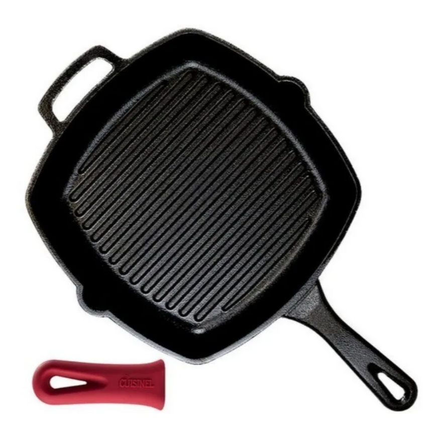 Cuisinel Pre-Seasoned 10.5" Cast Iron Grill Pan