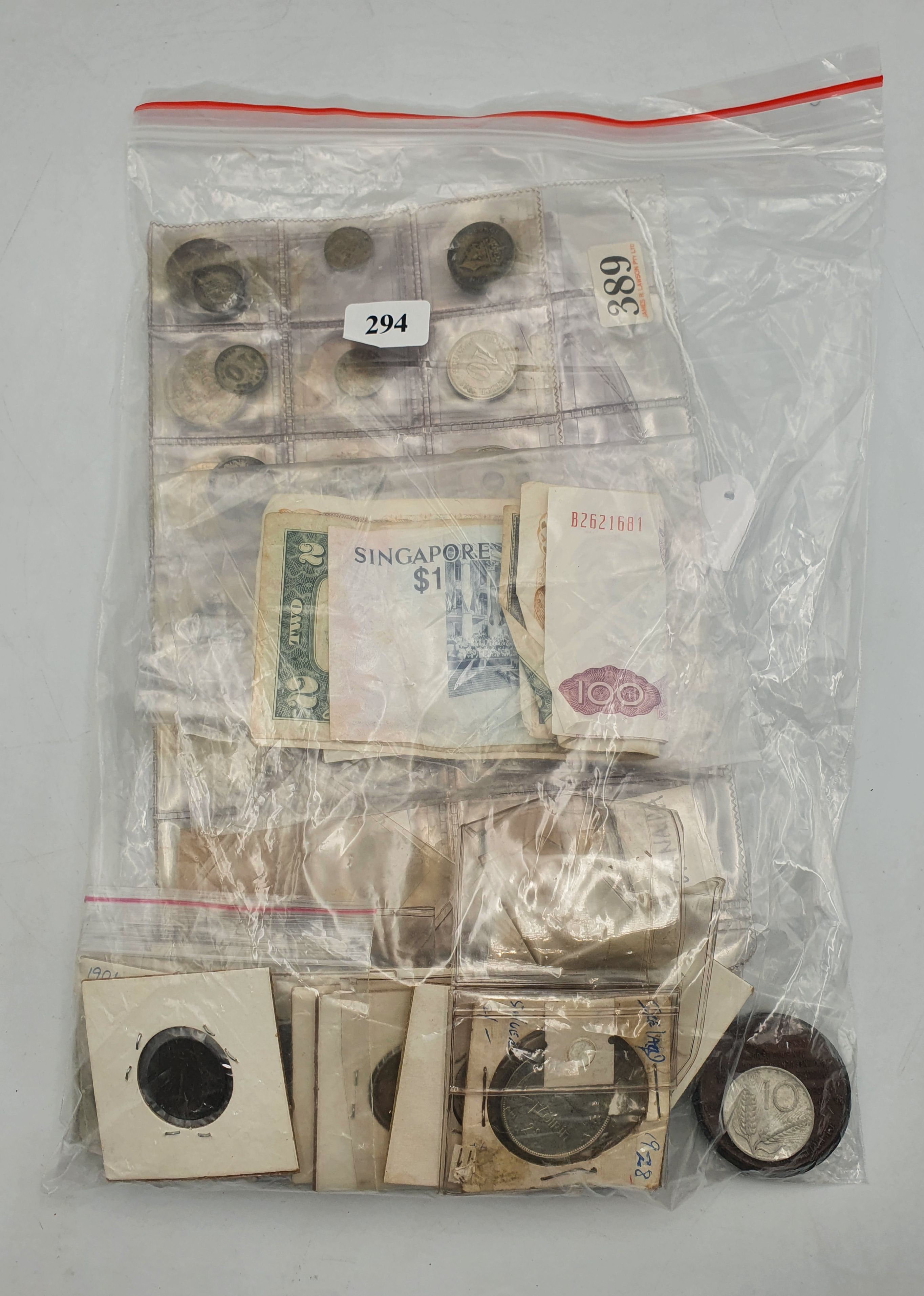 A QUANTITY OF COINS AND BANK NOTES