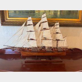 WOODEN MODEL SHIP ON STAND (FLYING CLOUD)
