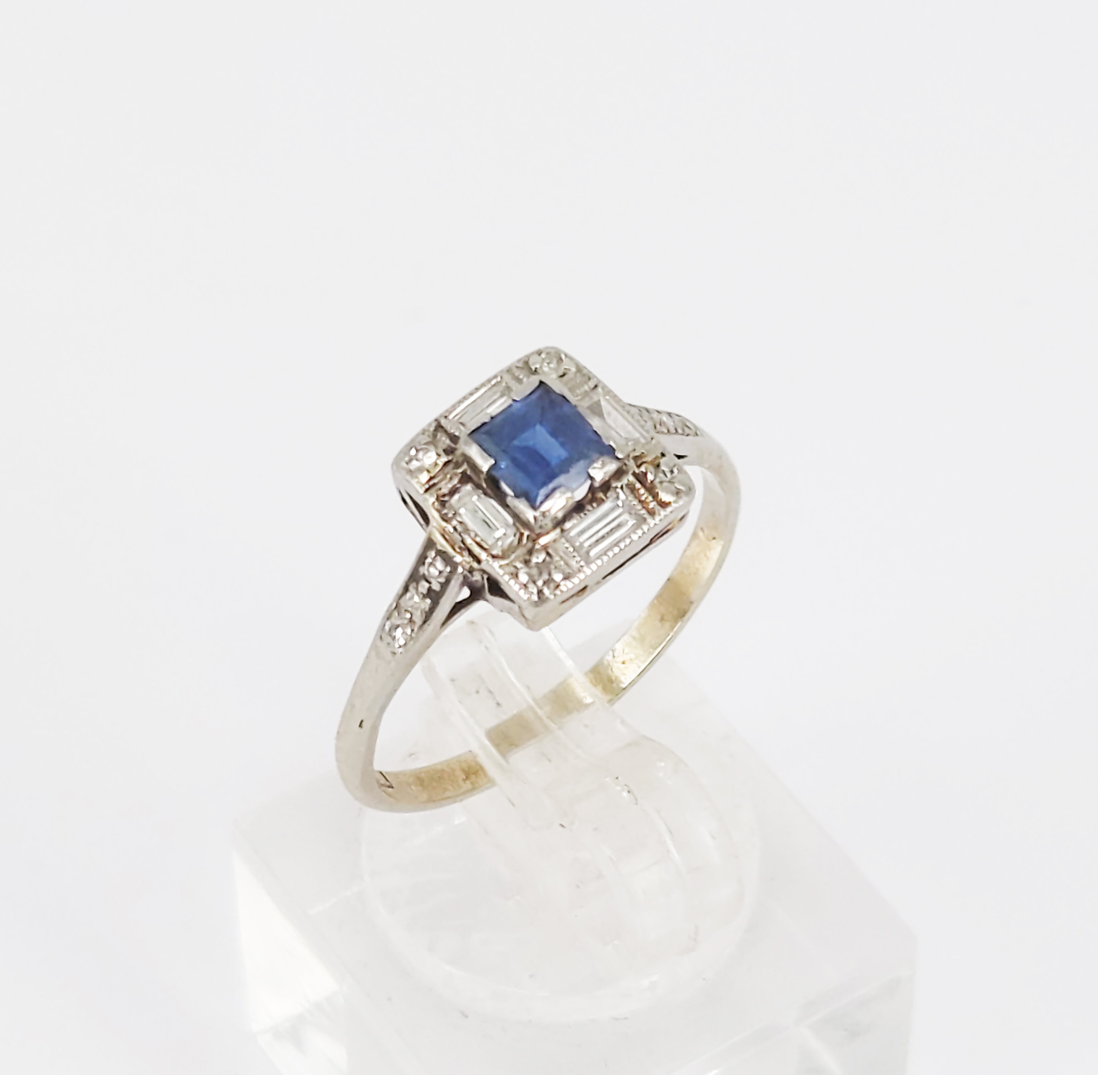 An Art Deco Diamond And Sapphire Set 18ct White Gold Ring