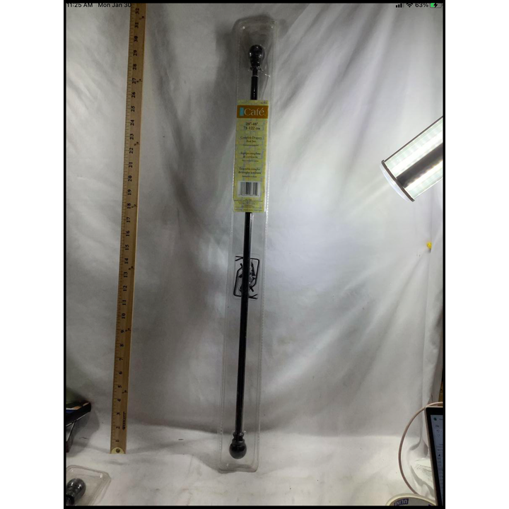 Caf� 28"-48" Drapery Rod Set- Black Finish