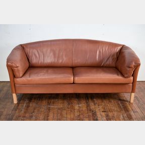 MOGENS HANSEN MODEL 35 INDIAN RED LEATHER SOFA