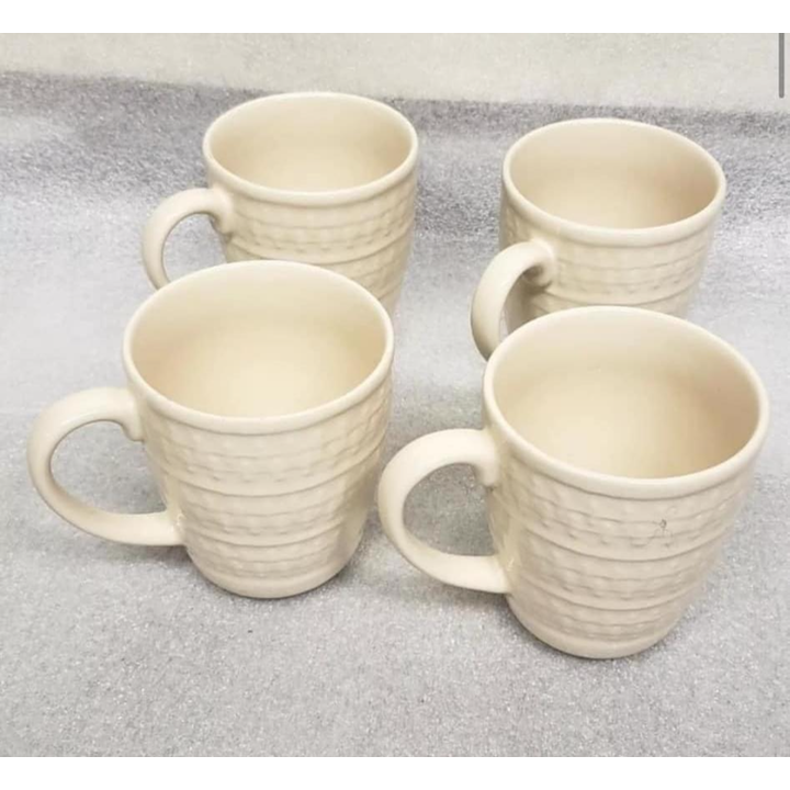 Set Of 4 Threshold Stoneware Fairlee Coffee Mugs (Cream)
