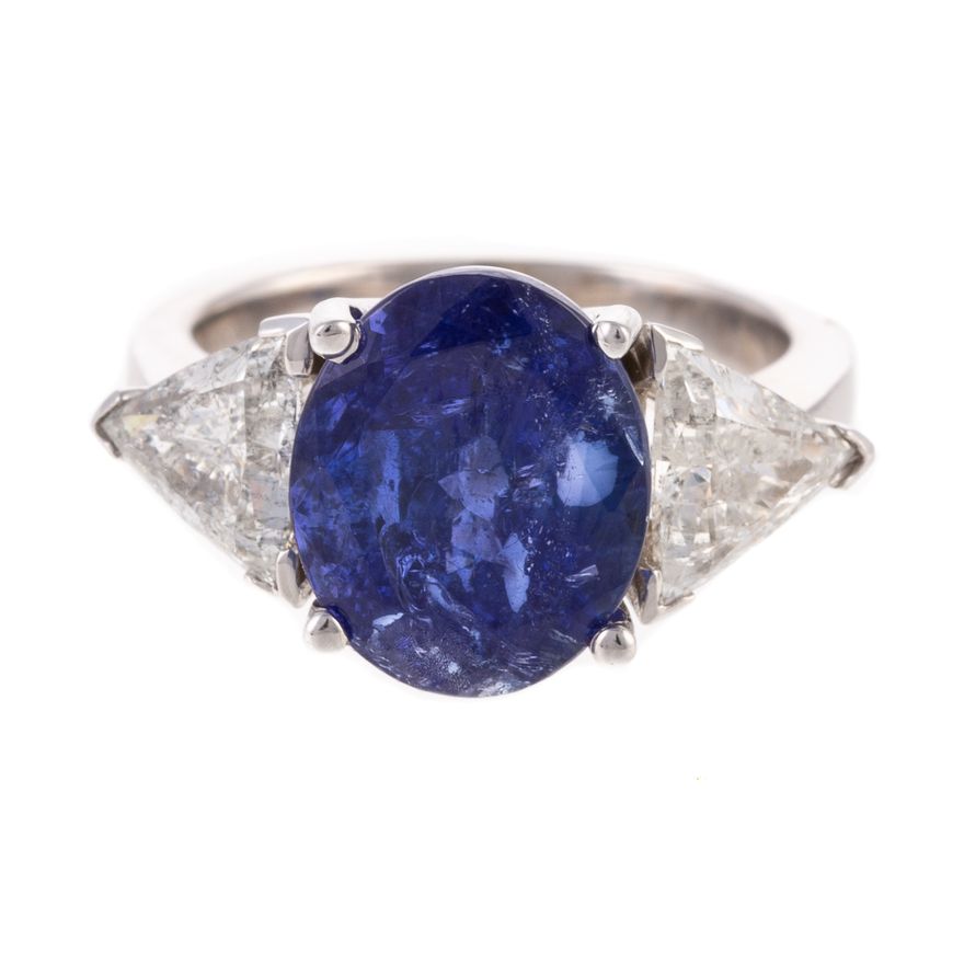 A 5.35 ct Oval Tanzanite & Diamond Ring in 14K