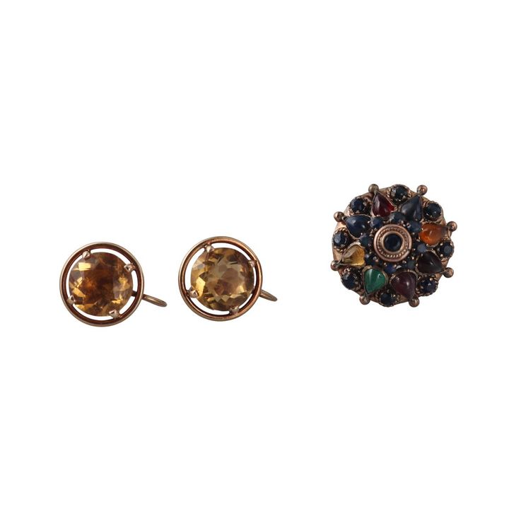 Tiffany & Co 14k Gold Citrine Earrings 18k Gemstone Princess Ring Lot
