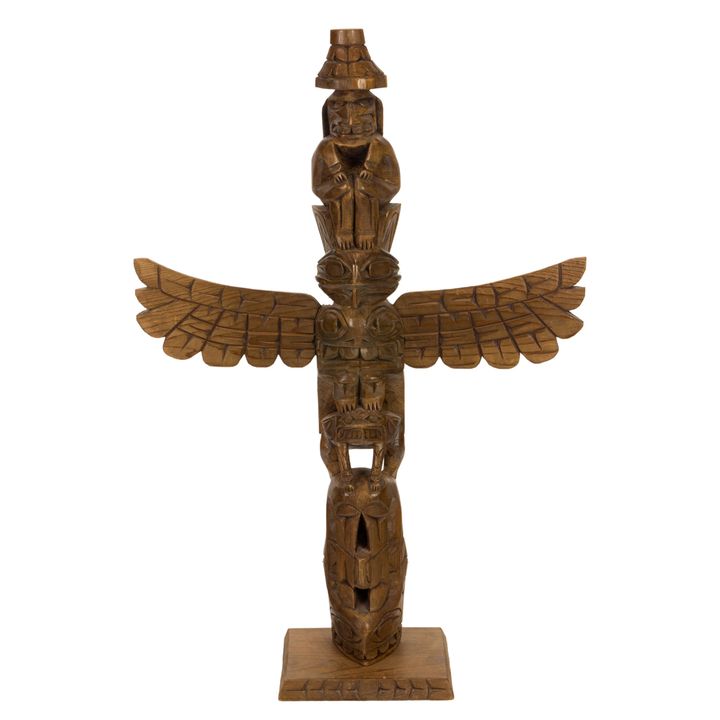 A Stacey Raub (Washington) Northwest Coast eagle totem pole