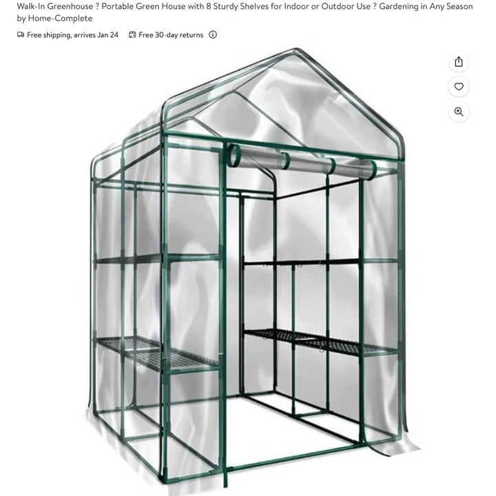 Home Complete Walk In Portable Greenhouse with 8 Sturdy Shelves (76.7"x56.3"x56.3")