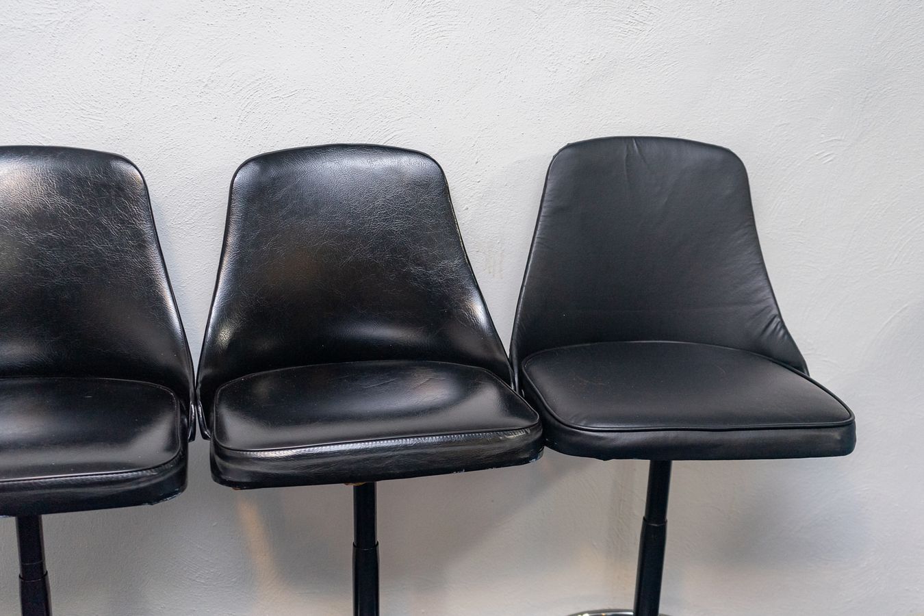 Four Retro Cosco Black Vinyl Bar Stools Harritt Group, Inc