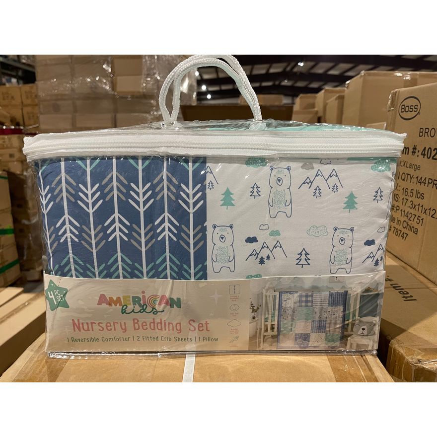 4pc American Kids Nursery Bedding Set - Woodland Bear