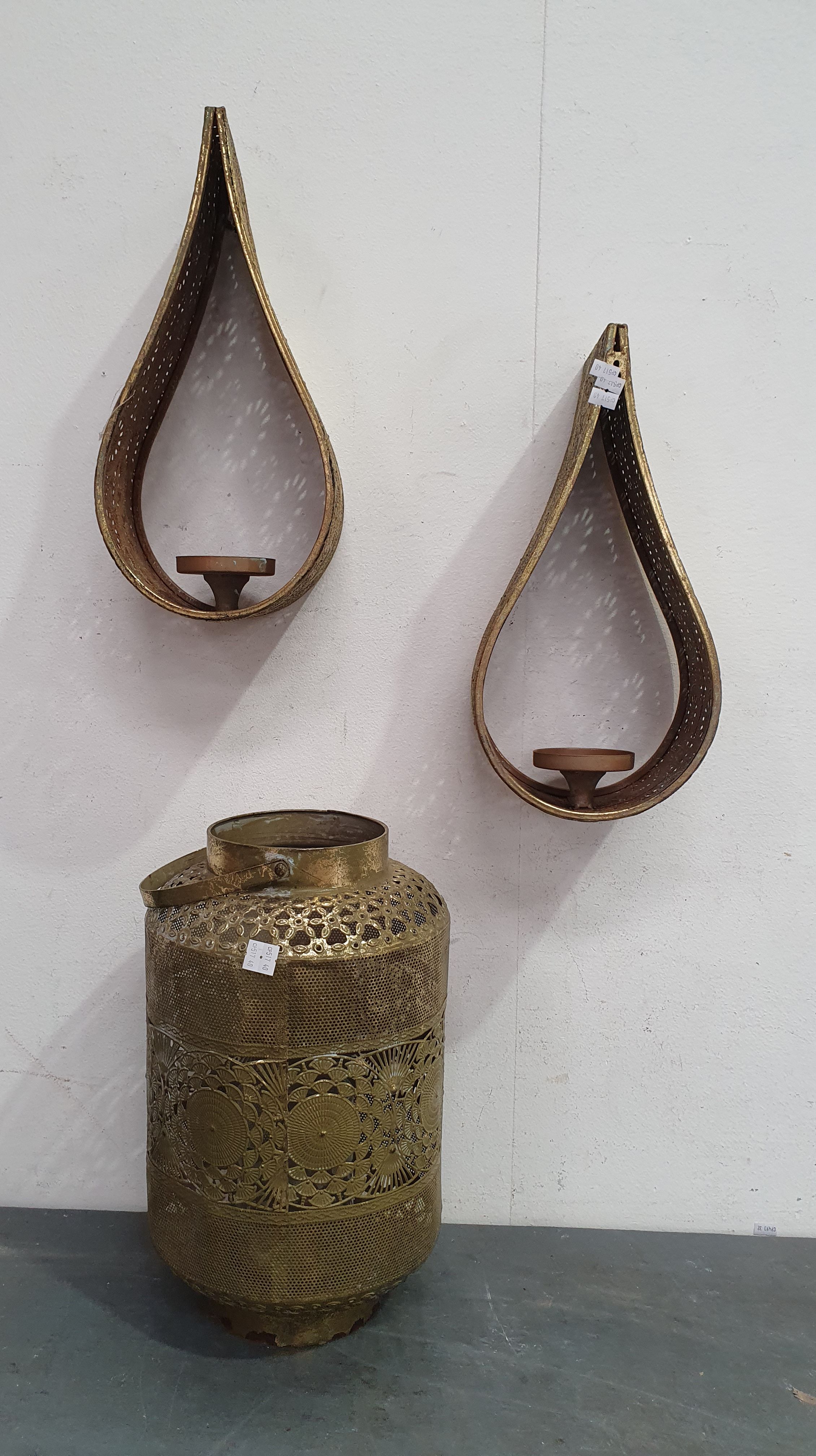 Three Decorative Brass Effect Items
