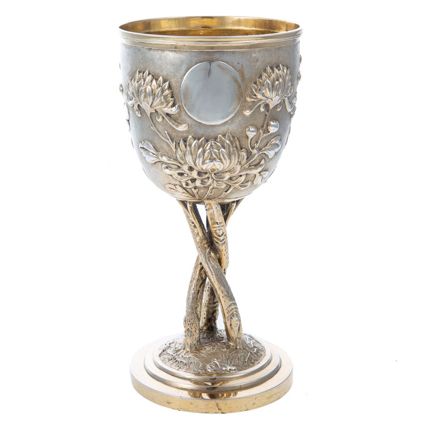 Chinese Export Silver Chrysanthemum Goblet