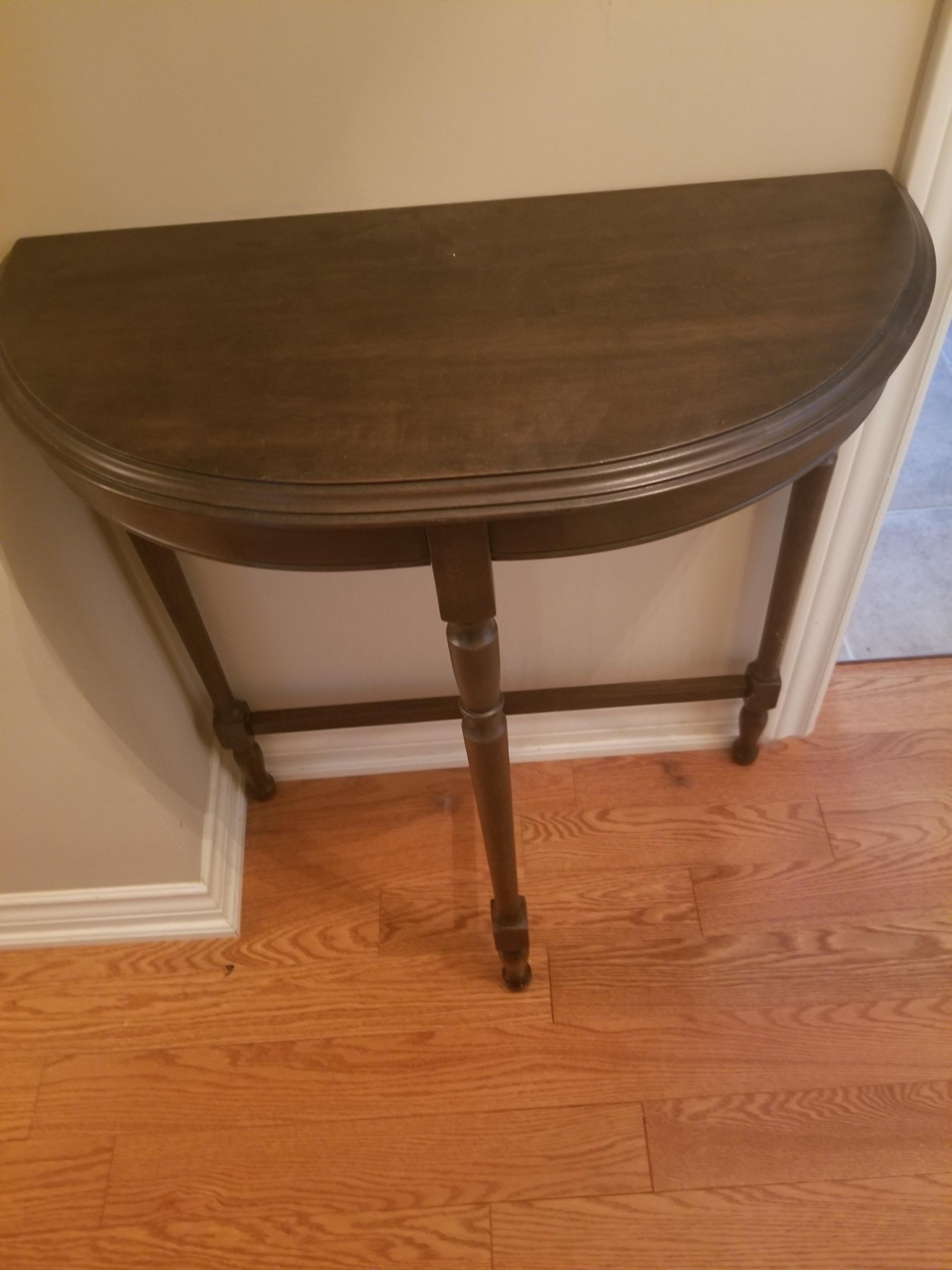 VINTAGE WOODEN HALF ROUND TABLE | Estate Sales Niagara