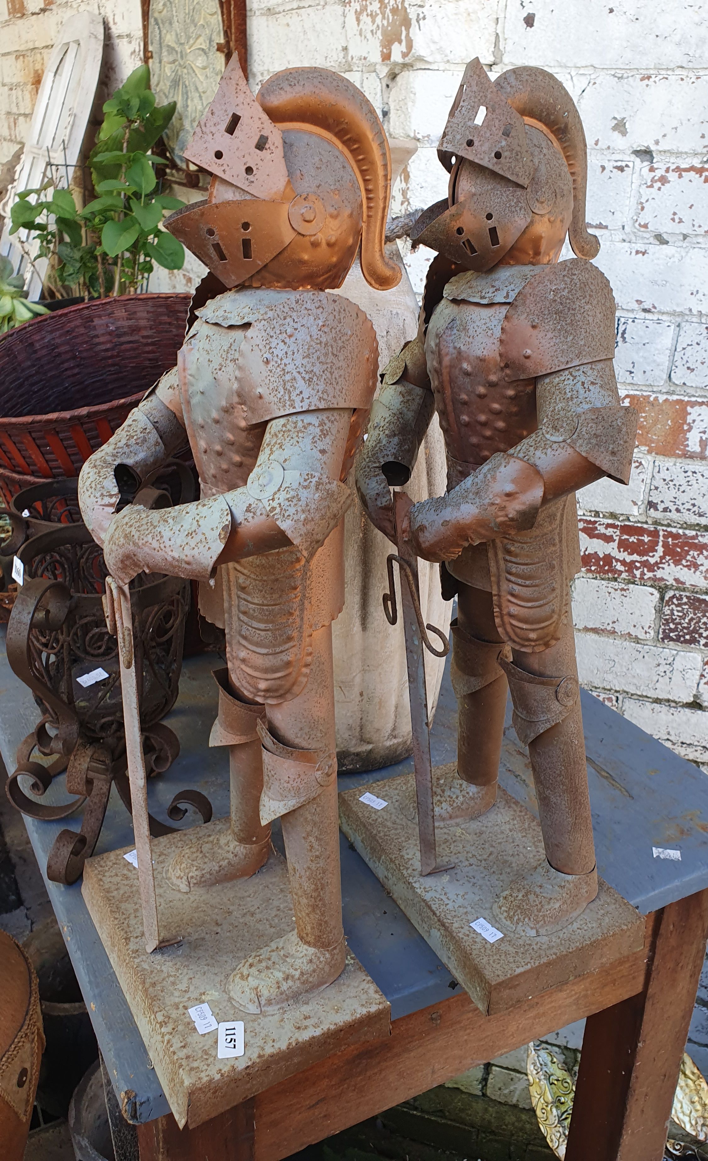 A Pair Of Metal Knights In Armour