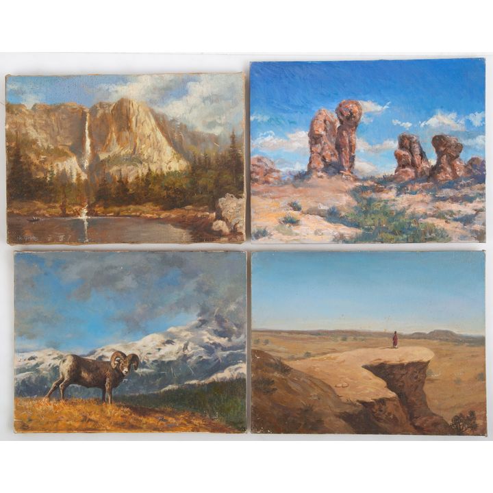 Nathaniel K. Gibbs. Four Landscapes, oil