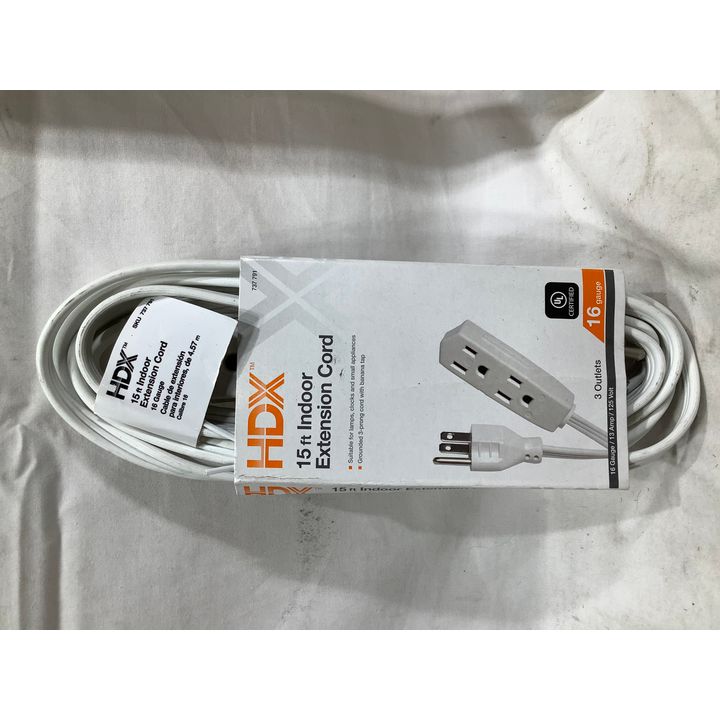 HDX 15ft Indoor Extension Cord, 16 Gauge, 3 Outlets