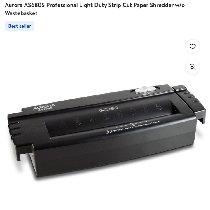 Aurora AS68OS Professional Light Duty Strip Cut Paper Shredder w/o Wastebasket