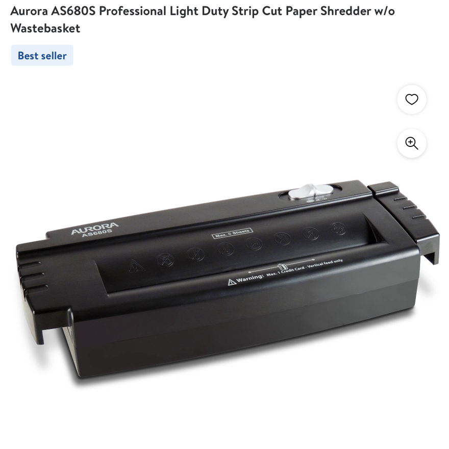 Aurora AS68OS Professional Light Duty Strip Cut Paper Shredder w/o Wastebasket