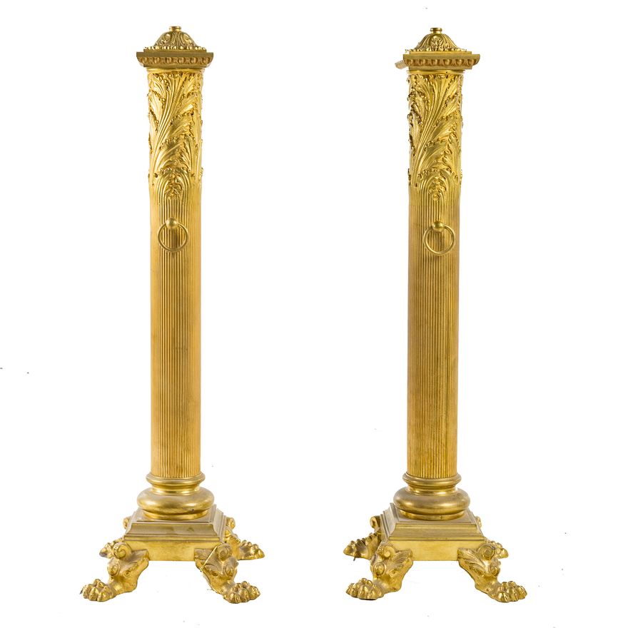 Pair Classical style brass andirons
